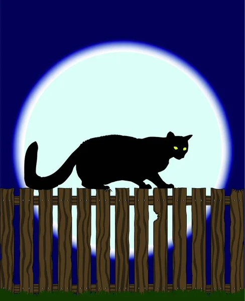 Katt Staket Grafisk Vektor Illustration — Stock vektor