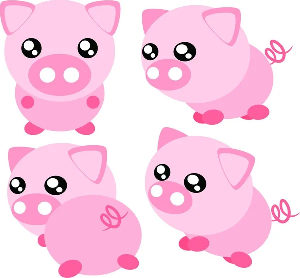 Cartoon Pigs Vector Illustration — Stock Vector