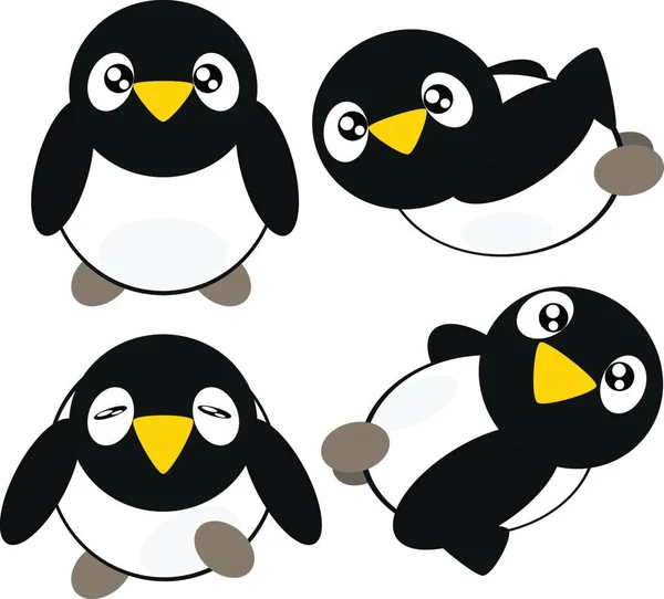 Desenhos Animados Pinguins Ilustração Vetorial — Vetor de Stock