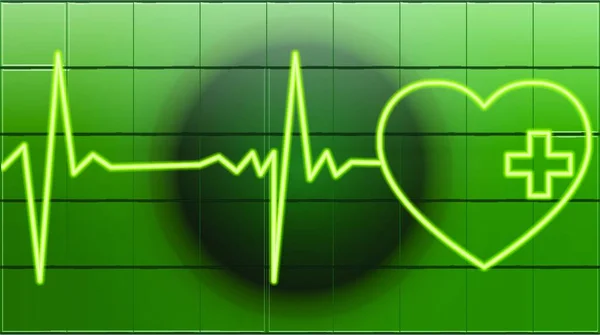 Battements Cœur Cœur Sain Sur Vert — Image vectorielle