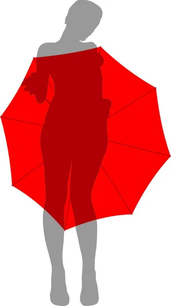 Şemsiye Altındaki Kız Grafik Vektör Illüstrasyonu — Stok Vektör