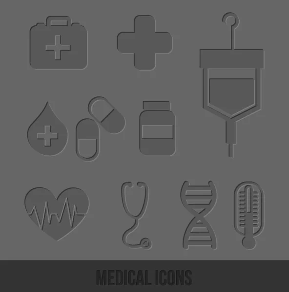 Icone Medicina Vettoriale Illustrazione — Vettoriale Stock