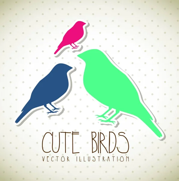 Birds Vector Simple Vector Illustration — Stock Vector