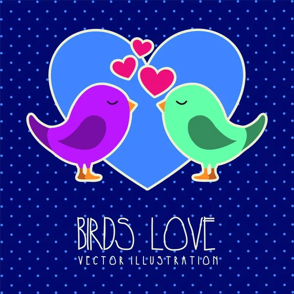 Birds Love Simple Vector Illustration — Stock Vector