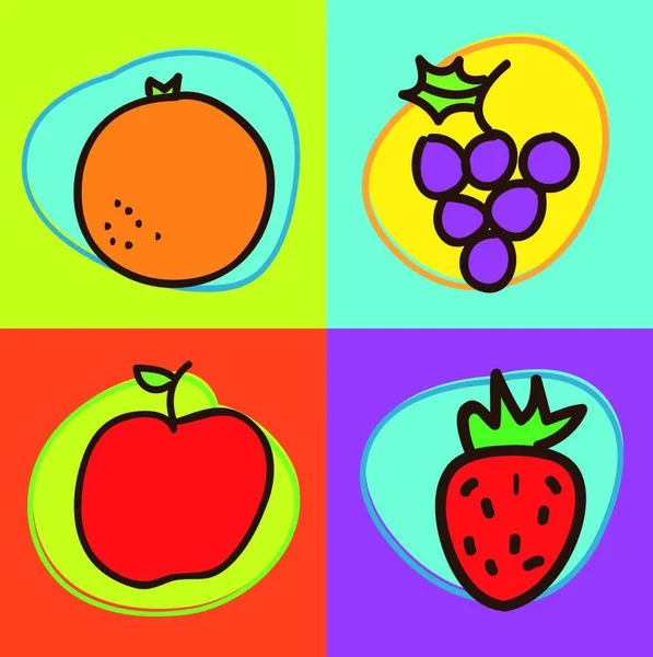 Ícones Frutas Ilustração Vetorial —  Vetores de Stock