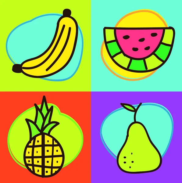 Früchte Symbole Vektor Illustration — Stockvektor