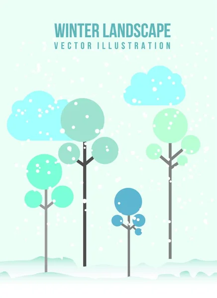 Árboles Ilustración Vector Invierno — Vector de stock