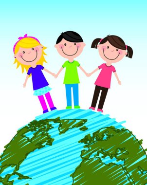 Çocuklar, grafik vektör illüstrasyonu