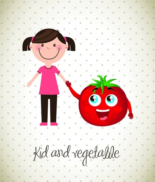 Children Vegetables Graphic Vector Illustration — Stock Vector