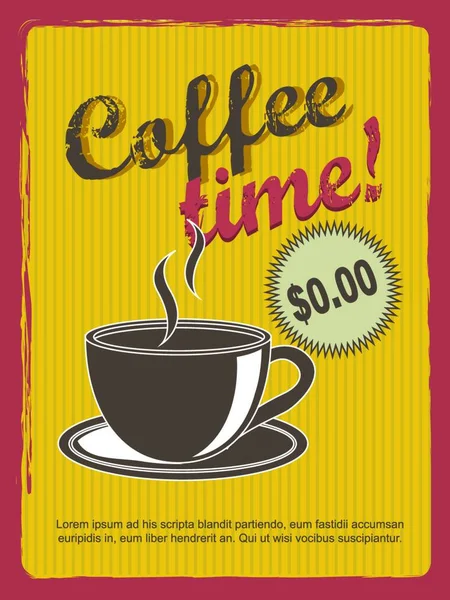 Koffie Tijd Vector Illustratie — Stockvector