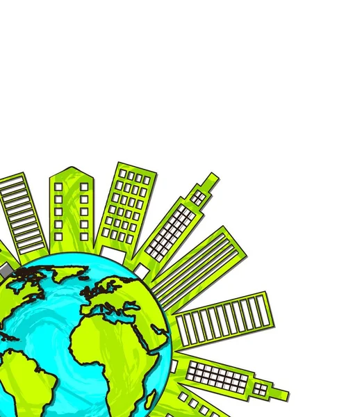 Ecologia Cidade Ilustração Vetorial Gráfica — Vetor de Stock
