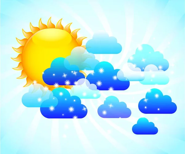 Nubes Con Sol Ilustración Vectorial Gráfica — Vector de stock