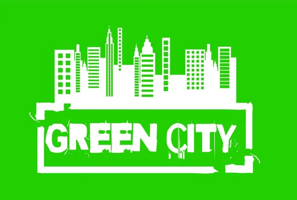 Зеленая Городская Печать Графическая Векторная Иллюстрация — стоковый вектор