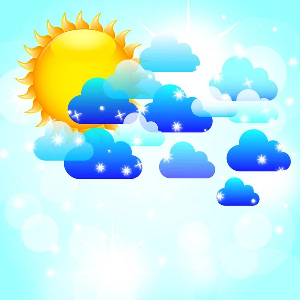 Хмари Сонцем Графічні Векторні Ілюстрації — стоковий вектор