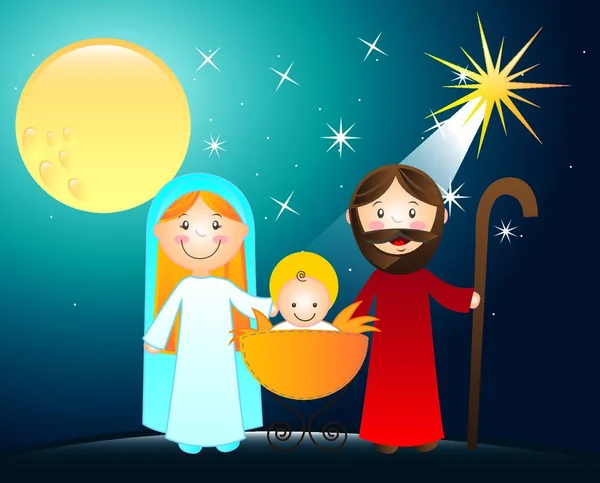 Nativity Scene Graphic Vector Illustration — Stock Vector