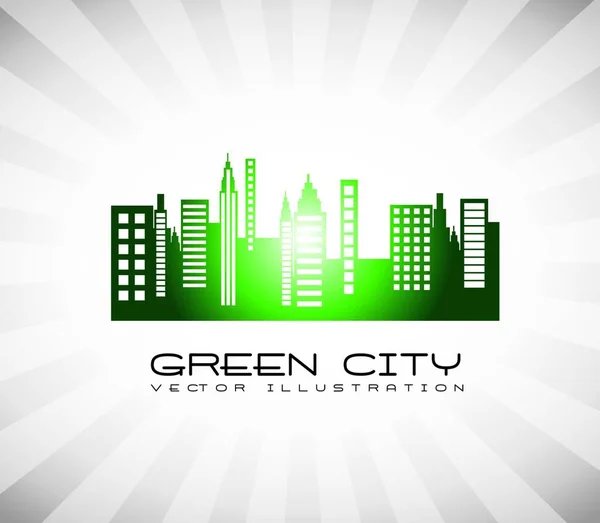 Grüne Stadt Grafische Vektorillustration — Stockvektor