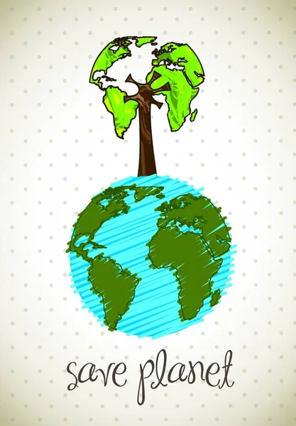 地球を救うグラフィックベクトル図 — ストックベクタ