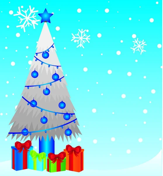 Winterboom Met Geschenken Grafische Vector Illustratie — Stockvector