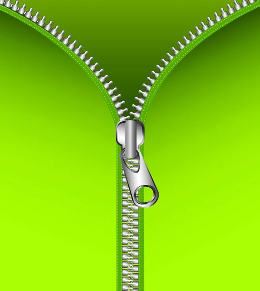Illustration Vectorielle Fond Vert Fermeture Éclair — Image vectorielle