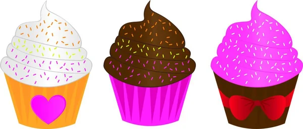 Ilustracja Wektorowa Cup Cakes — Wektor stockowy