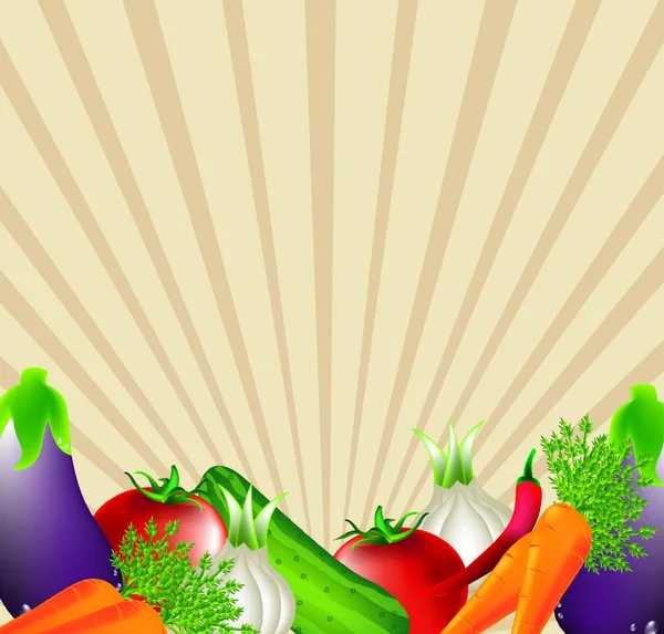 Vegetables Close Vector Illustration — Stock Vector
