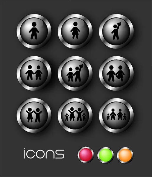 Icons Family Vector Illustration — Stock Vector