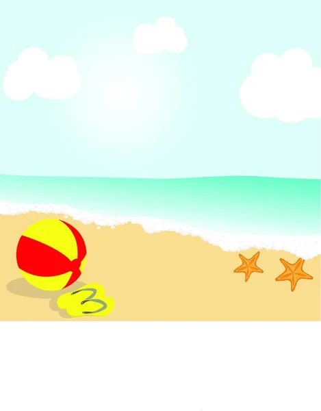Пляжний Пейзаж Графічні Векторні Ілюстрації — стоковий вектор