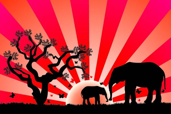 Animaux Africains Savane Illustration Colorée — Image vectorielle