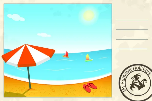 Cartão Postal Verão Ilustração Vetorial Gráfica —  Vetores de Stock