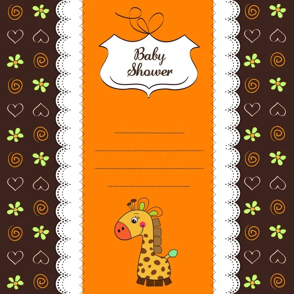 Zürafalı Yeni Bebek Duyuru Kartı — Stok Vektör