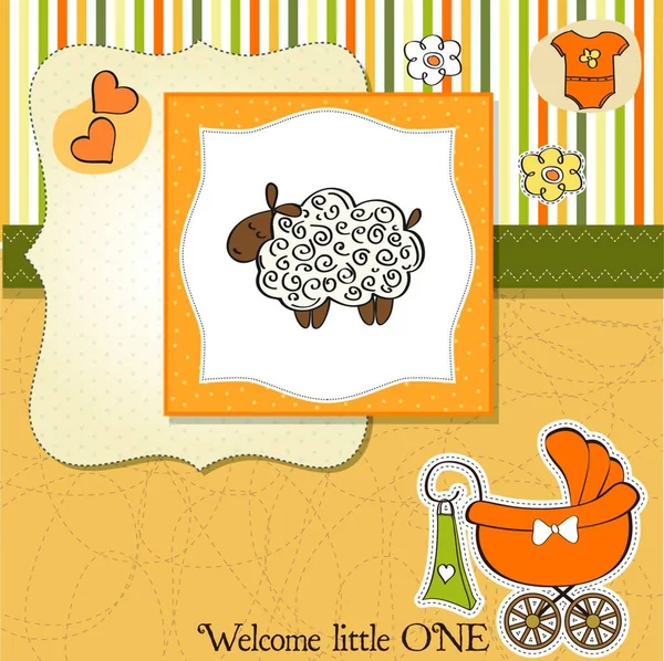 可愛い赤ちゃん用シャワーカードと羊 — ストックベクタ