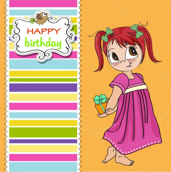Pretty Young Girl She Hide Gift — Stock Vector