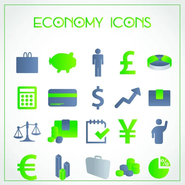 Ilustración Los Iconos Economía — Vector de stock