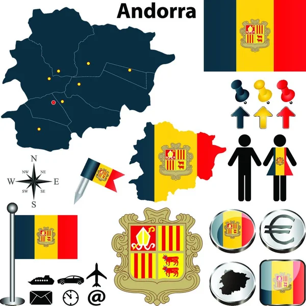 Mapa Ilustração Vetorial Andorra — Vetor de Stock