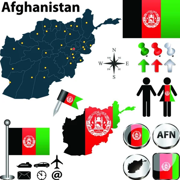 Karta Över Afghanistan Vektor Illustration — Stock vektor
