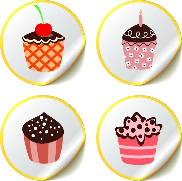 Illustration Vector Cupcakes — Stock Vector