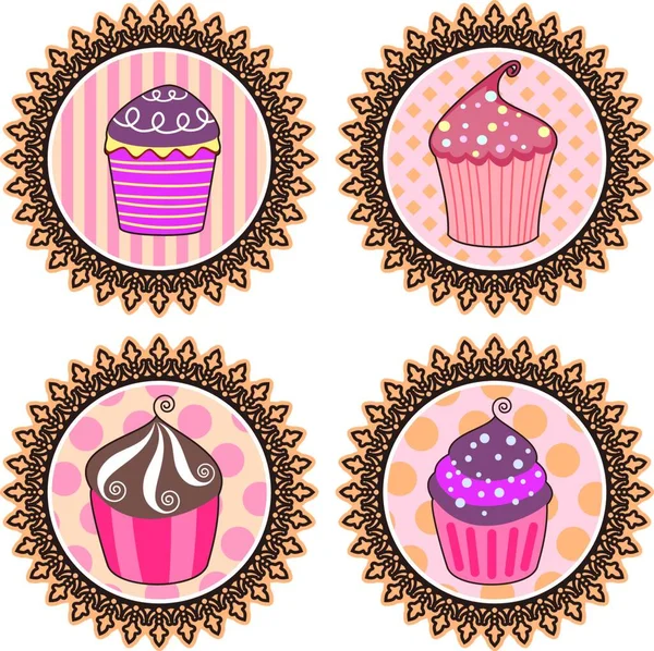 Ilustração Dos Cupcakes Vetoriais — Vetor de Stock