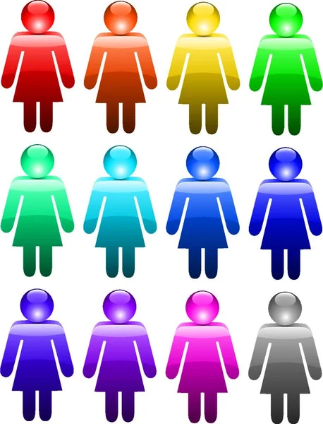 Ilustración Los Símbolos Coloridos Mujer — Vector de stock