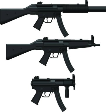 Machine Pistol, vektör illüstrasyonu basit tasarım