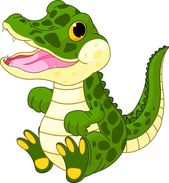 Дитячий Крокодил Векторні Ілюстрації Простий Дизайн — стоковий вектор
