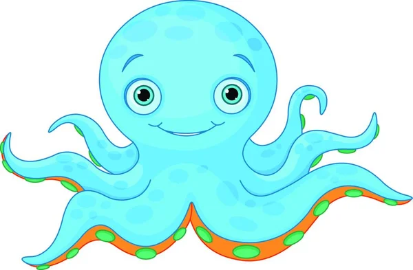 Leuke Octopus Vector Illustratie Eenvoudig Ontwerp — Stockvector