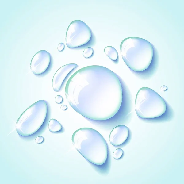 Transparentní Vektorová Ilustrace Kapek Vody — Stockový vektor