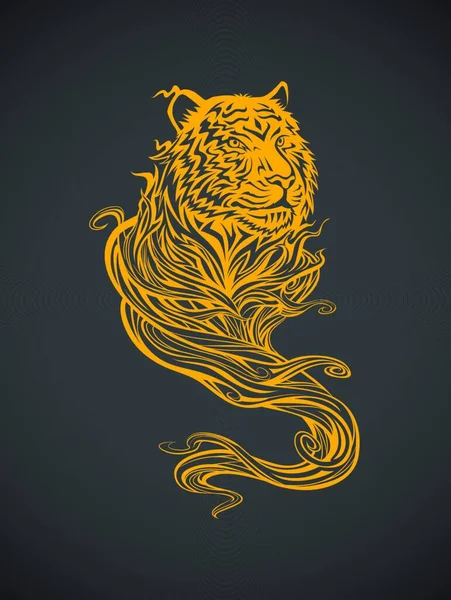 Tiger Spirit Векторная Иллюстрация Простой Дизайн — стоковый вектор