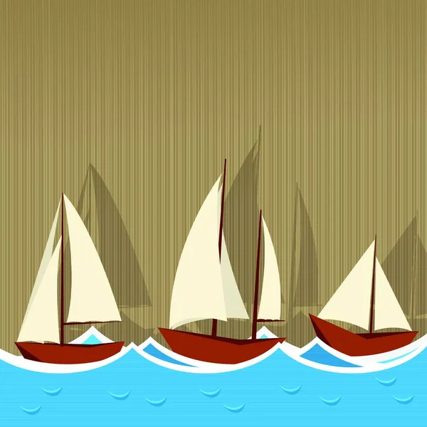 セーリング船の背景ベクトルイラストシンプルなデザイン — ストックベクタ