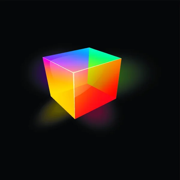 Colored Glass Cube Vector Illustration Simple Design — Stock Vector