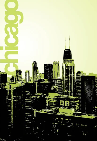Chicago Alternatieve Skyline Vector Illustratie Eenvoudig Ontwerp — Stockvector