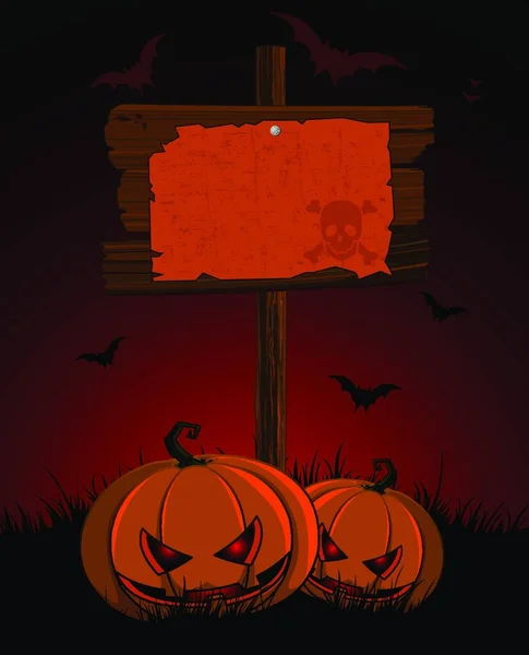 Illustration Vectorielle Signe Bois Halloween — Image vectorielle