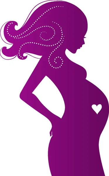Silhouette Pregnant Woman Graphic Vector Illustration — Stock Vector