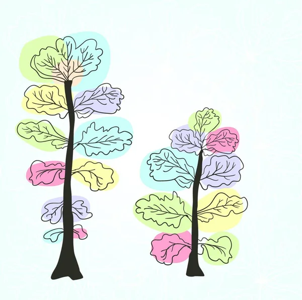 Цветное Весеннее Дерево Графическая Векторная Иллюстрация — стоковый вектор