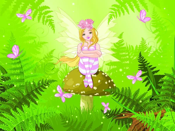 Magic Fairy Forest Graphic Vector Illustration — Stock Vector